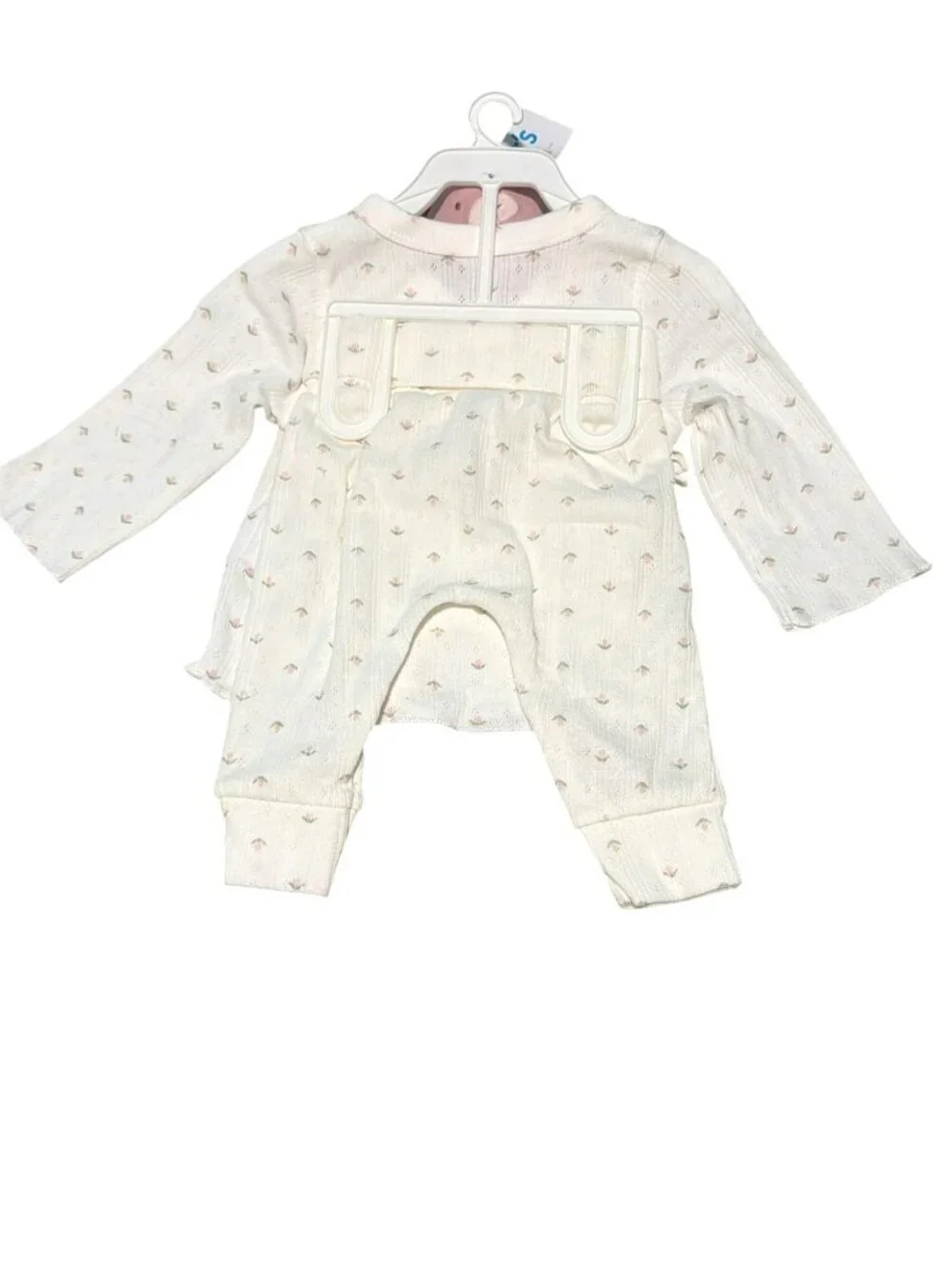 Carters Baby 3M Outfit With Pink Bear Plush Floral Print Long Sleeve Top & Pants
